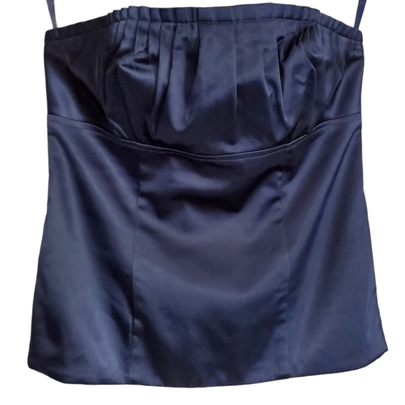 Club Monaco Tops - CLUB MONOCO STRAPLESS NAVY SILK  BLEND CORSET TOP